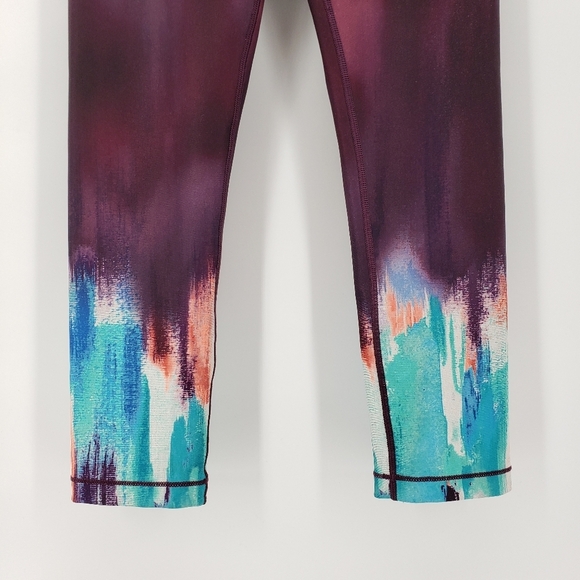 CALIA Tight Fit Goth Plum Leggings XS Watercolor Purple Teal Blue Coral - Picture 6 of 8
